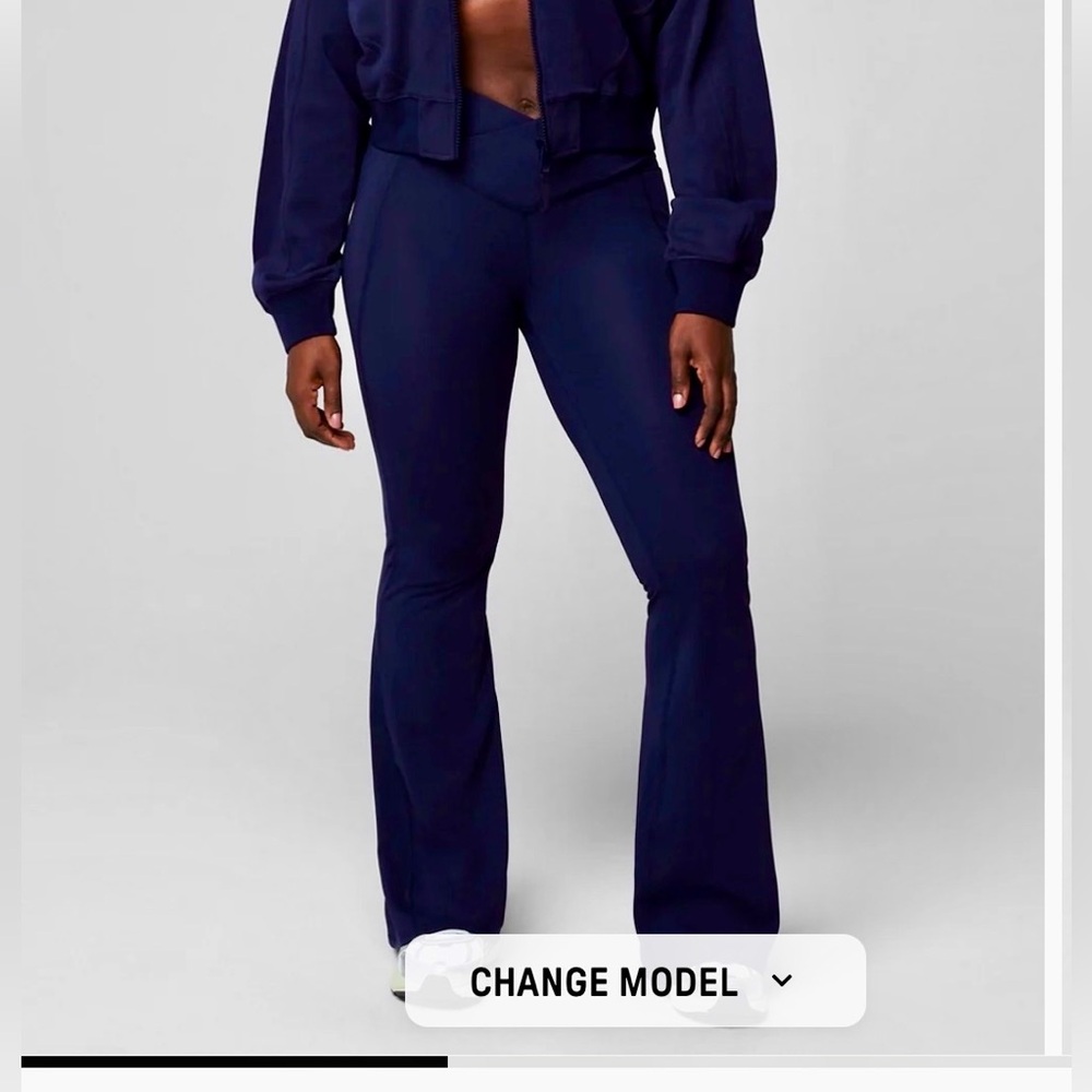 Fabletics Oasis PureLuxe High-Waisted Crossover Flare in Navy. Size L
